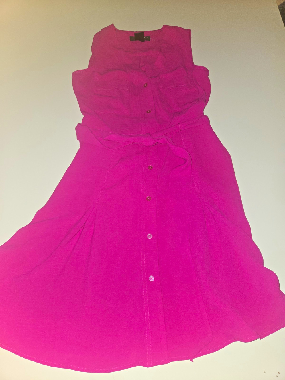 DKNY Women’s Size 2 Pink Sleeveless Button Front Belted Shirt Dress